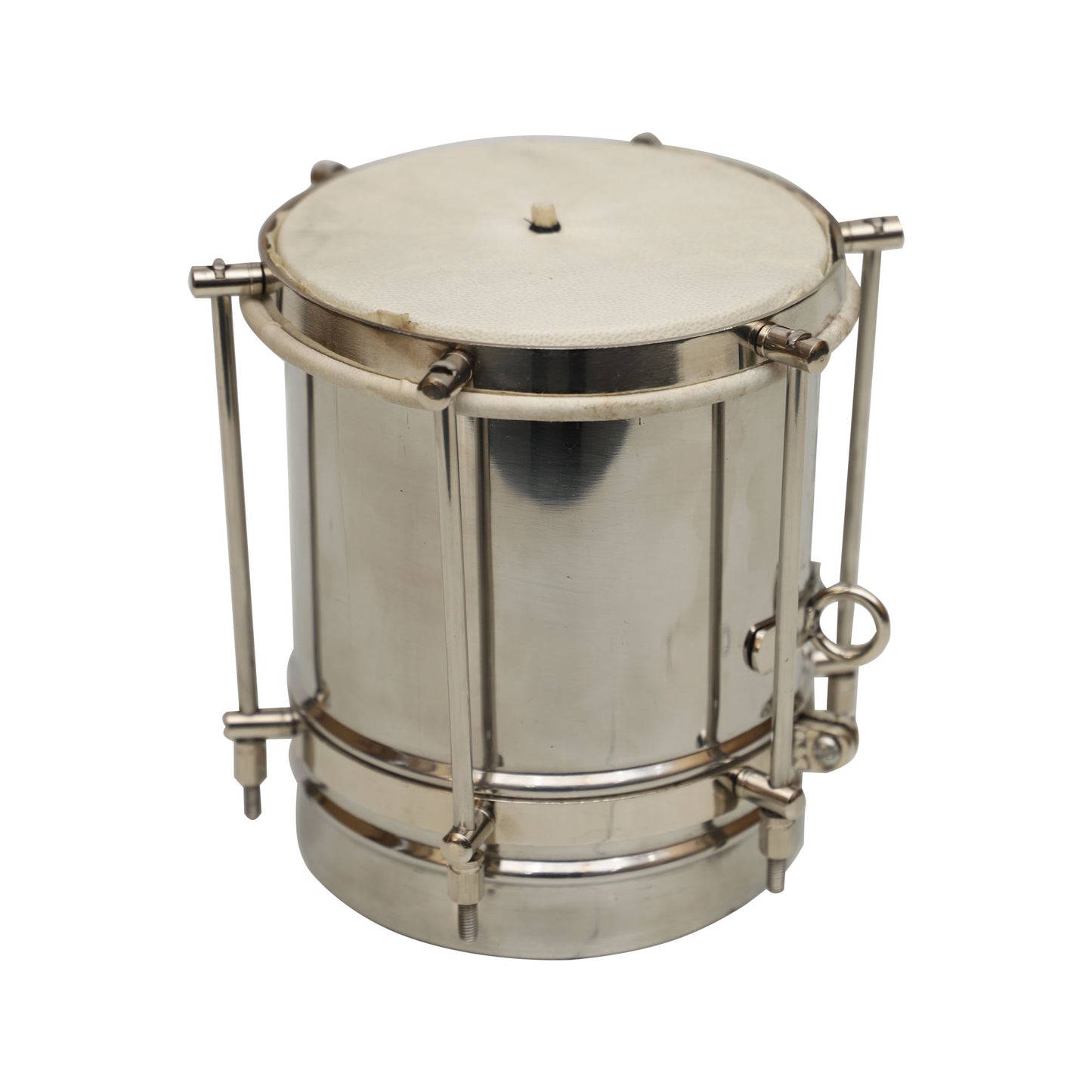 MID-EAST STEEL PLATED CUICA DRUM WITH GOATSKIN HEAD 7-BY-5-INCH
