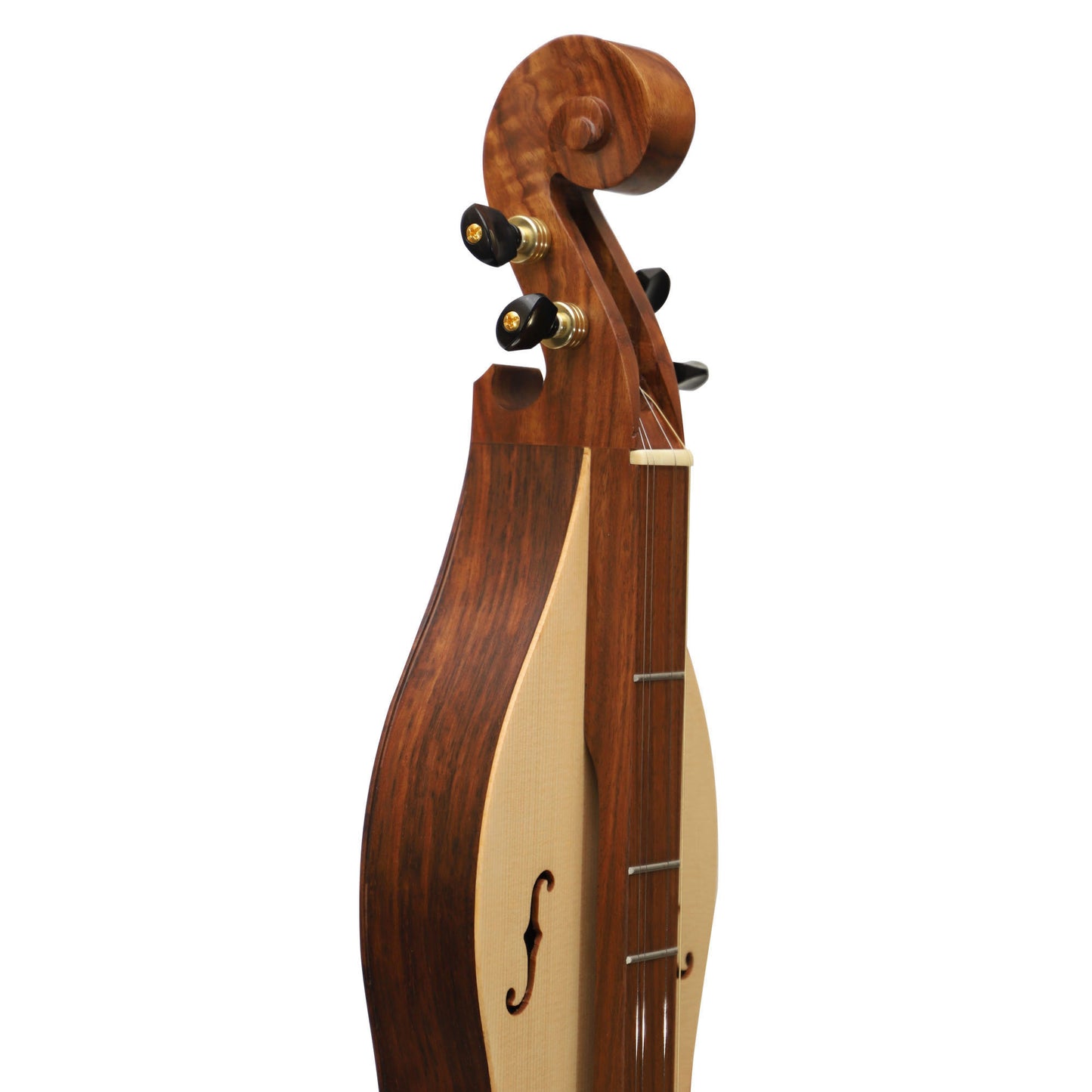 MID-EAST 4-STRINGS MOUNTAIN DULCIMER SCROLL F-HOLES (ROSE-WOOD)