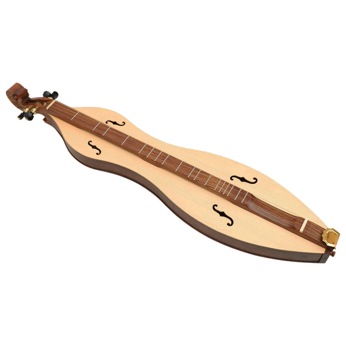 MID-EAST 4-STRINGS MOUNTAIN DULCIMER SCROLL F-HOLES (ROSE-WOOD)