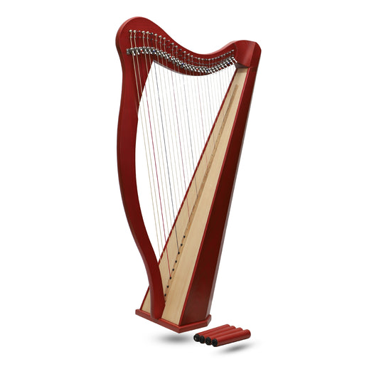 Mid-East 29 String Prototype Harp Red-(Ashwood)