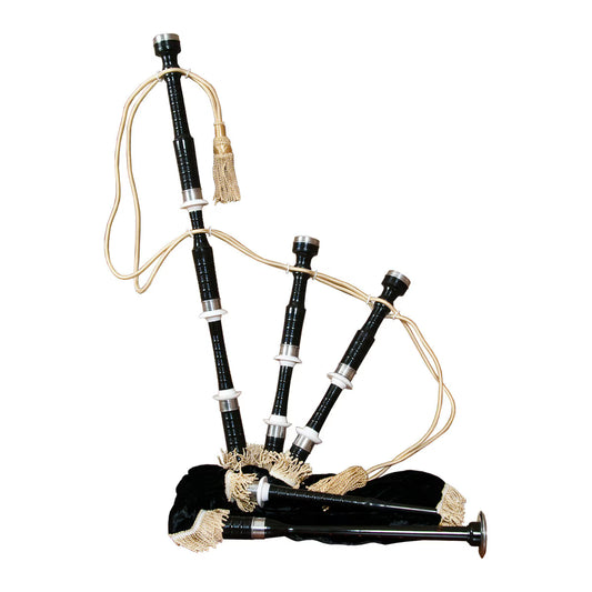 Mid-East Full Size Sheesham Black Finish Bagpipe with Black Cover