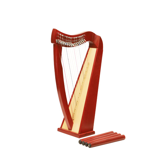 Mid-East 15 String Harp Red-(Ashwood)