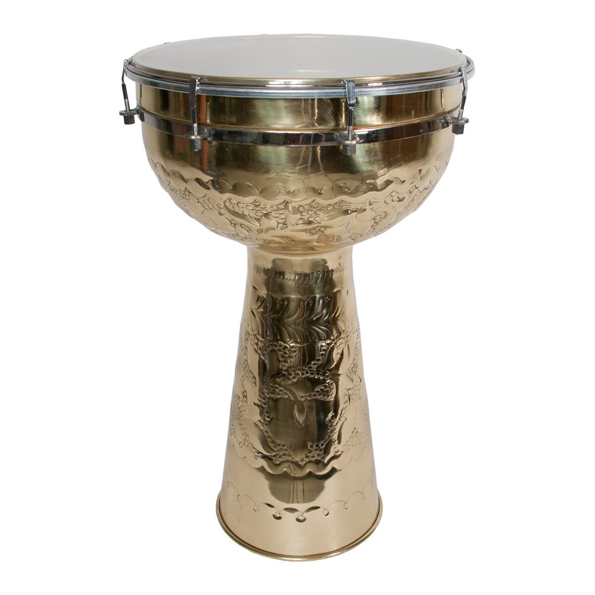 MID-EAST BRASS DOUMBEK WITH SYNTHETIC HEAD 12-BY-20-INCH